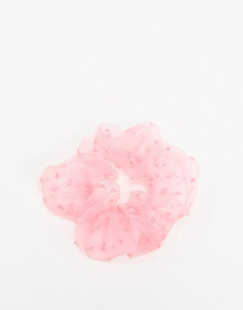 Pieces hair scrunchie in sheer pink | ASOS
