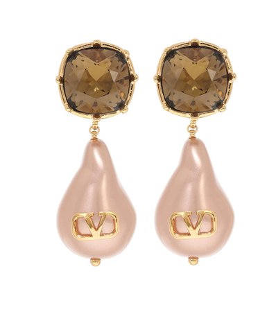 Valentino Garavani Vlogo Bead Pearls And Crystal Earrings | Valentino - Mytheresa