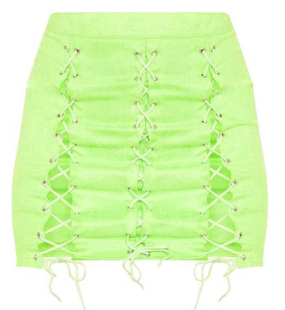 lace lime suede skirt