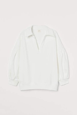 Collared Sweatshirt - White