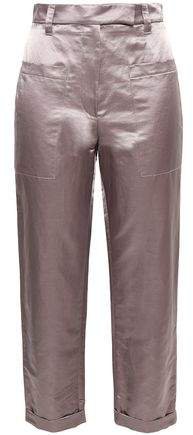 Cropped Satin-twill Tapered Pants