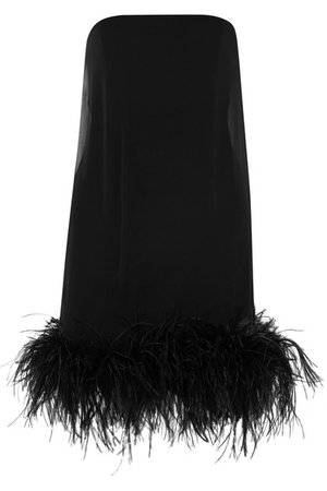 Saint Laurent | Feather-trimmed chiffon mini dress | NET-A-PORTER.COM