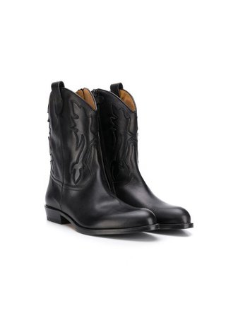 Shop black Gallucci Kids TEEN mid-calf cowboy boots with Express Delivery - Farfetch