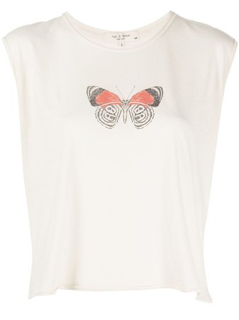 Rag & Bone Butterfly Cropped Muscle T-shirt - Farfetch