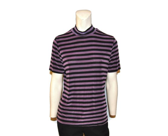 Vintage 1990's Purple and Black Striped Pattern Shirt | Etsy