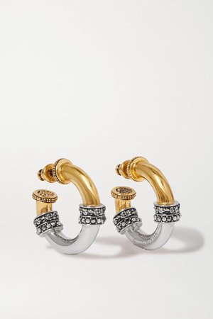 Alexander McQueen | Gold and silver-tone crystal hoop earrings | NET-A-PORTER.COM
