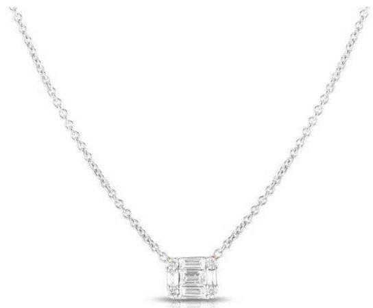silver Rectangular diamond necklace
