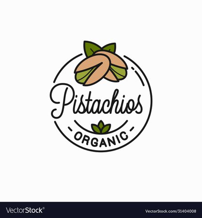 Pistachio nut logo round linear pistachios Vector Image