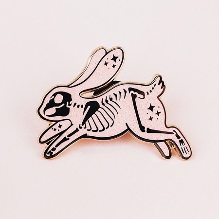 Pink Skeleton Rabbit Hard Enamel Pin Glitter Pin Spooky | Etsy