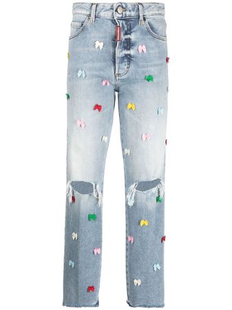 Dsquared2 bow-detail straight-leg Jeans - Farfetch