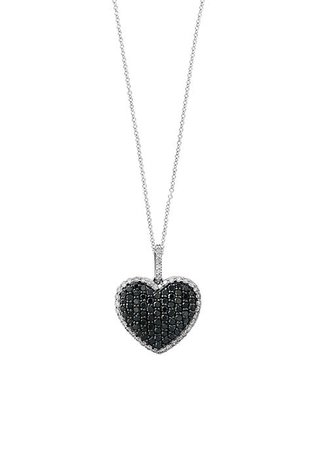 Effy® 1.65 ct. t.w Black Diamond Heart Pendant Necklace in 14K White Gold