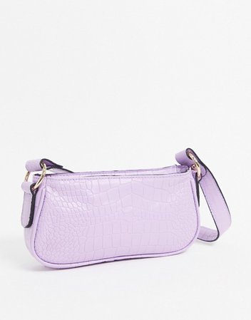 ASOS DESIGN lilac croc effect 90s shoulder bag | ASOS