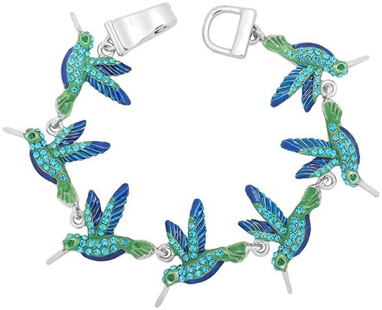 Amazon.com: Liavy's Blue Hummingbird Fashionable Chain Bracelet - Sparkling Crystal - Hand Painted - Magnetic Clasp - Unique Gift and Souvenir: Clothing