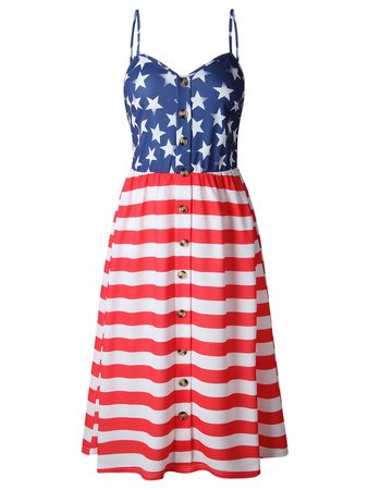 2019 American Flag Cami A Line Dress | Rosegal.com
