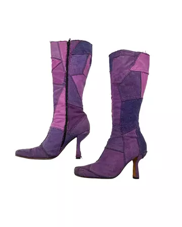 90s 2000s Vintage Purple Denim High Boots / Rare Y2k High - Etsy Australia