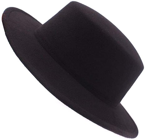 Amazon.com : ASTRQLE Fashion Classic Black Wool Blend Fedora Hat Brim Flat Church Derby Cap : Clothing