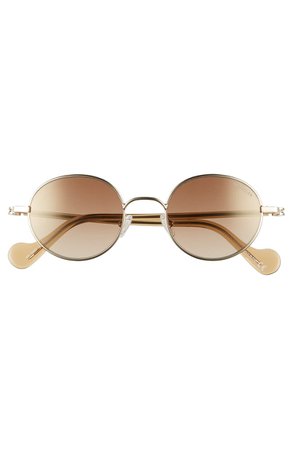 Moncler 49mm Round Metal Sunglasses