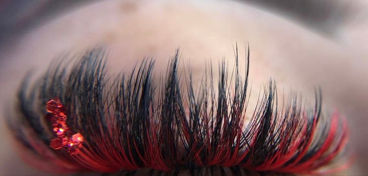 Red and black lash extensions