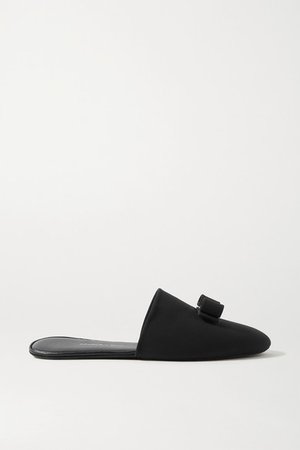 Vern Dream Bow-embellished Cady Slippers - Black