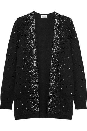 Black Oversized studded mohair-blend cardigan | SAINT LAURENT | NET-A-PORTER