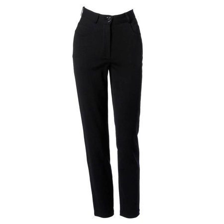 Moschino Vintage Black Wool High Waisted Pants with Heart Button For Sale at 1stdibs
