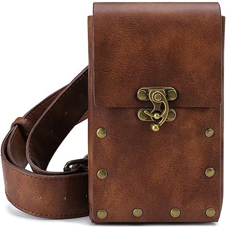 AmazonSmile: Steampunk Vintage Fashion Waist Bag Fanny Pack Leather Gothic Belt Pouch Cellphone Purse Holster Travel Wallet Case Festival Party Props for Women Men : Cell Phones & Accessories