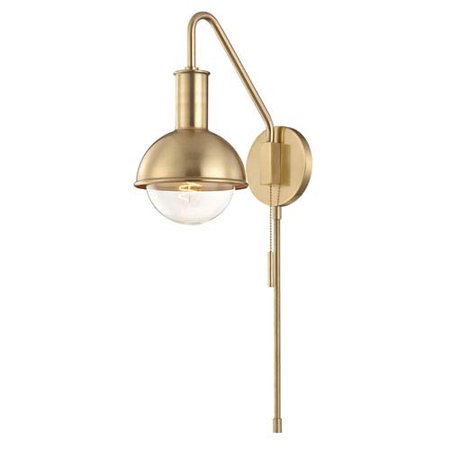 Riley Aged Brass 6-Inch One-Light Wall Sconce BY MITZI BY HUDSON VALLEY LIGHTING
