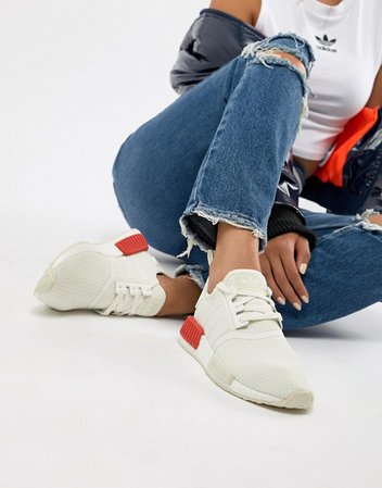 adidas Originals | adidas Originals Nmd R1 Sneakers In White With Red Heel Block