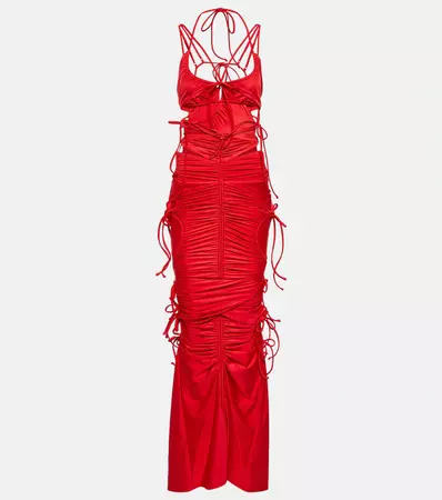 Patched Bikini Cutout Maxi Dress in Red - Balenciaga | Mytheresa