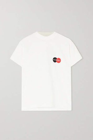Printed Cotton-jersey T-shirt - White