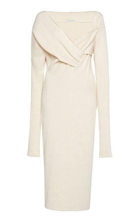 Asymmetric Draped Knitted Midi Dress by Bottega Veneta | Moda Operandi