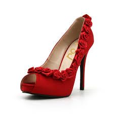 women's red rose high heels - Google Search