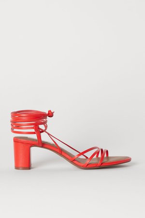 Leather Sandals - Red - Ladies | H&M US