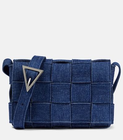BOTTEGA VENETA Cassette Denim Shoulder Bag in Blue - Bottega Veneta | Mytheresa