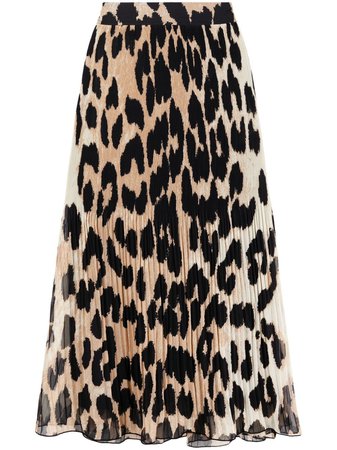 Shop black GANNI leopard-print georgette midi skirt with Express Delivery - Farfetch