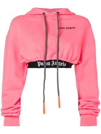 Pink palm Angeles cropped sweatshirt