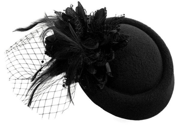 Caprilite Black Fascinator Hat Pill Box Flower Veil Hatinator UK Wedding Ascot Races Clip Felt