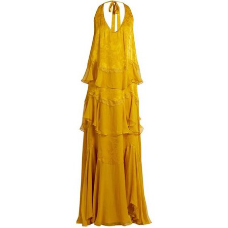 Roberto Cavalli Ruffled silk-chiffon gown