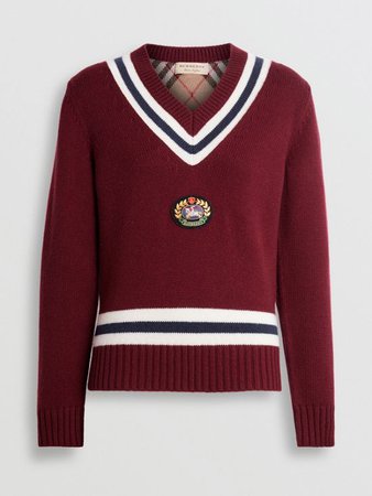 Burberry Embroidered Crest Wool Cashmere Sweater