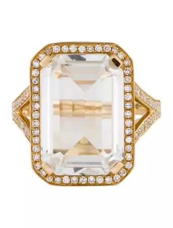 SHAY 18K Diamond-Accented Topaz Portrait Ring - 18K Yellow Gold Cocktail Ring, Rings - SHAYY20177 | The RealReal