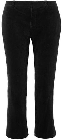 Cropped Cotton-corduroy Flared Pants - Black
