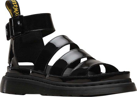 Womens Dr. Martens Clarissa II Patent Gladiator Sandal - Black Patent Lamper Leather - FREE Shipping & ExchangesPlay Product Video