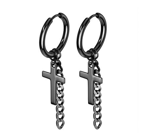 black cross chain earrings