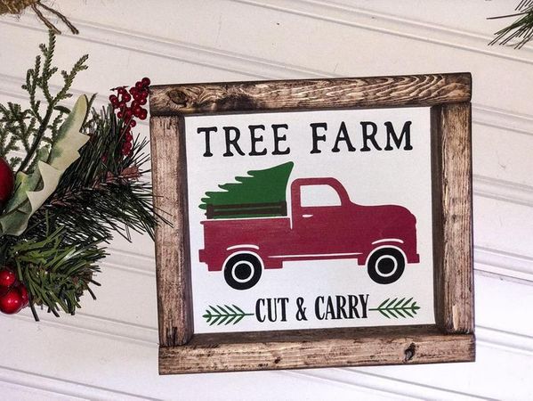 Winter Christmas Wooden Sign Tree Farm Old Fashioned Hot | Etsy