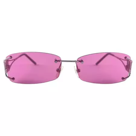 Vintage Versace Rimless Metallic Pink Frame Sunglasses 1990's Made in Italy For Sale at 1stDibs