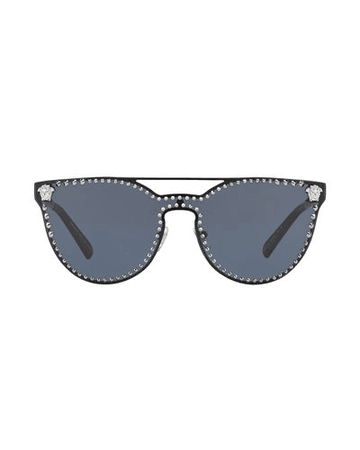 studded flat-top wrap sunglasses by versace