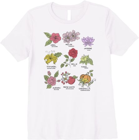 Amazon.com: Disney Princesses Types Of Flowers Premium T-Shirt : Clothing, Shoes & Jewelry