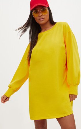 Yellow Oversized Sweater Dress | Dresses | PrettyLittleThing