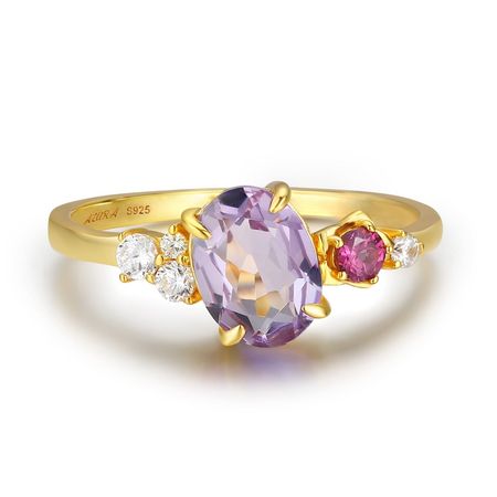 Magic Garden Amethyst Pink Tourmaline Ring Yellow Gold Vermeil | Azura Jewelry | Wolf & Badger