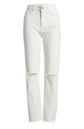 PAIGE Stella Ripped High Waist Straight Leg Jeans | Nordstrom